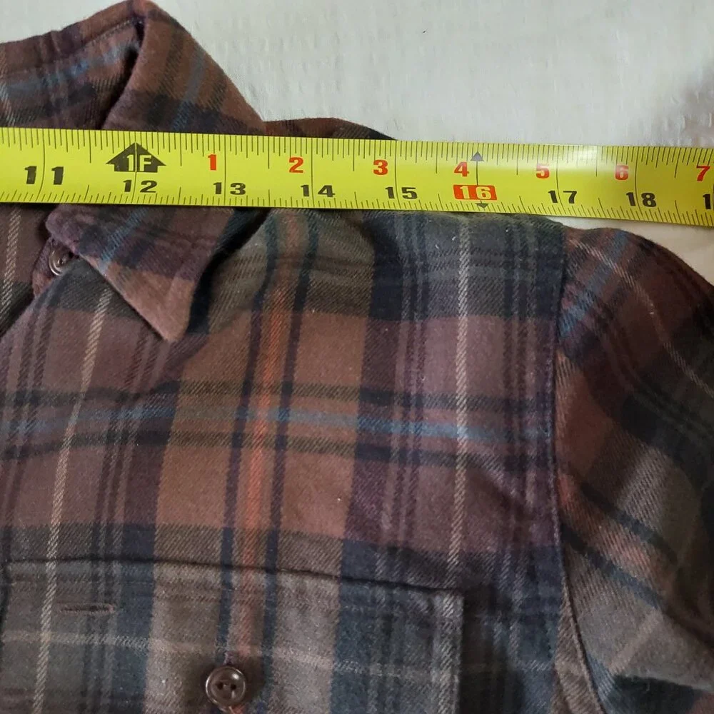 Lauren Ralph Lauren Women's M Plaid Flannel Button-up Shirt Brown 100% Cotton - Picture 6 of 8